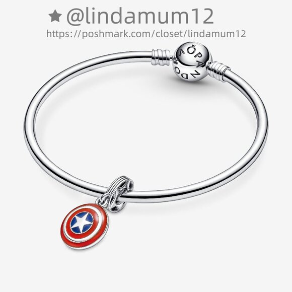 Pandora Marvel The Avengers Captain America Shield Dangle Charm - Picture 4 of 6